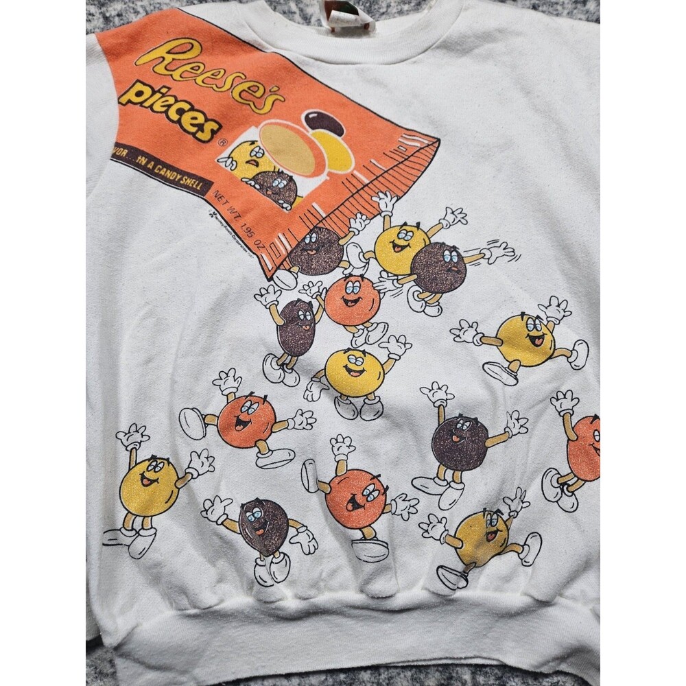 Very Rare Vintage 1980’s Reese's Pieces Graphic BJ Frog Crewneck SZ Large White